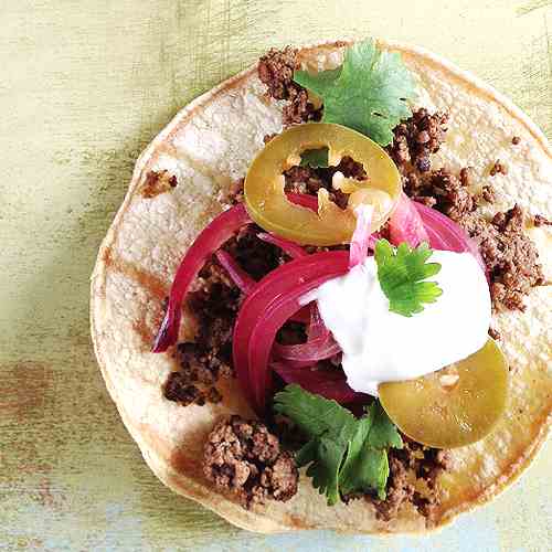 Beef Tostadas with Quick-Pickled Onions 