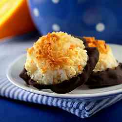 Chocolate dipped orange macaroons