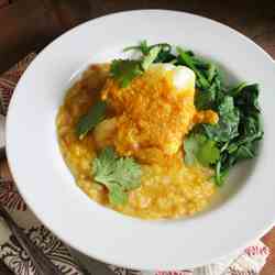 Bengali Fish Curry with Red Lentil Dal