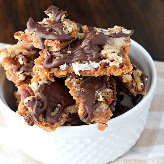 Chocolate Coconut Cracker Toffee