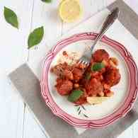 Pork and lemon meatballs with cannellini