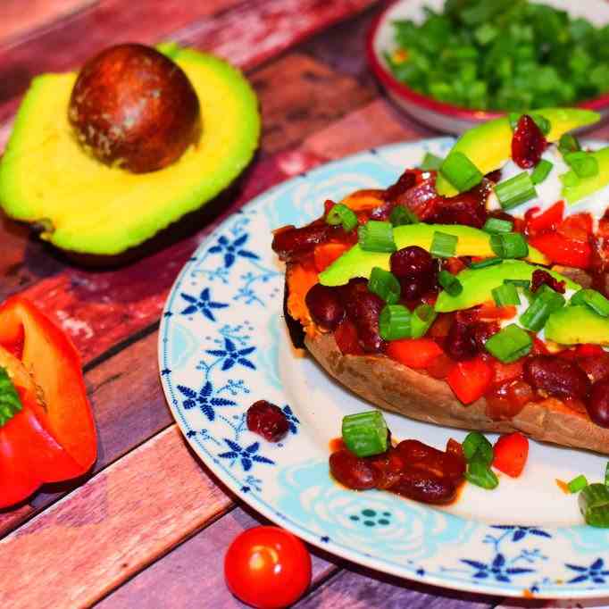 Mediterranean Style Baked Sweet Potato