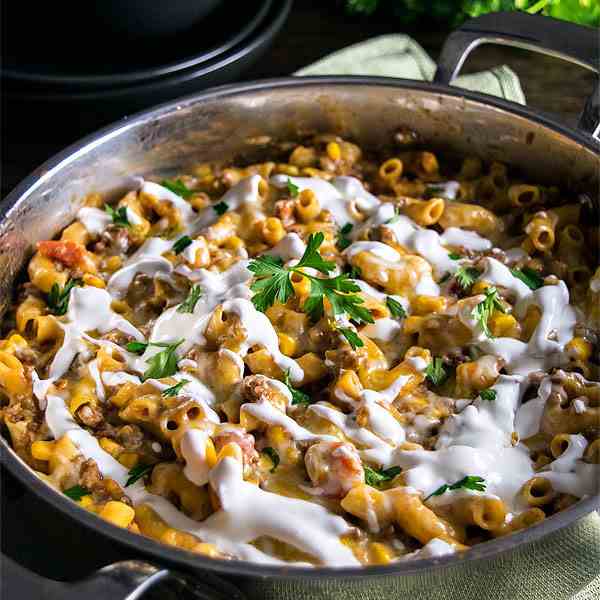 One Pan Cheesy Taco Skillet