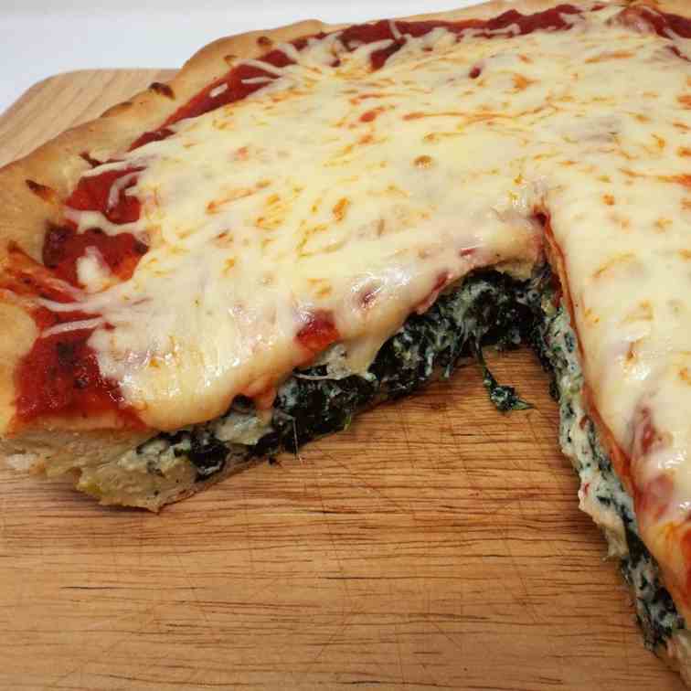 Spinach and Ricotta Stuffed Pizza