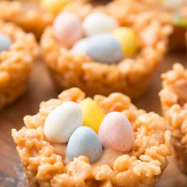 Peanut Butter Rice Krispy Nests
