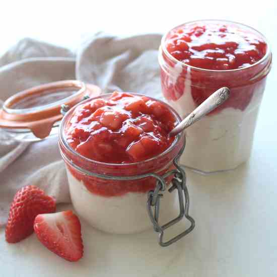 Strawberry Topped Vanilla Pudding