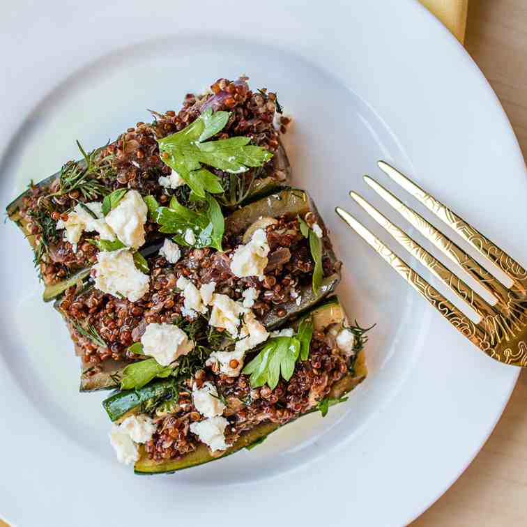 Red Quinoa Stuffed Zucchini