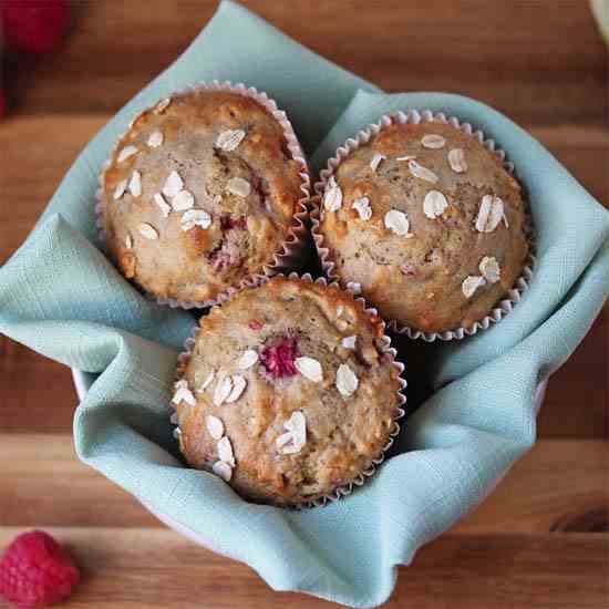 Raspberry Oat Muffins