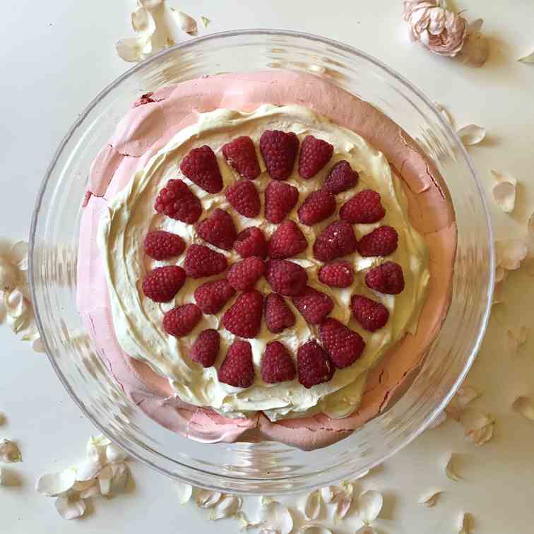 Rose and Raspberry Pavlova