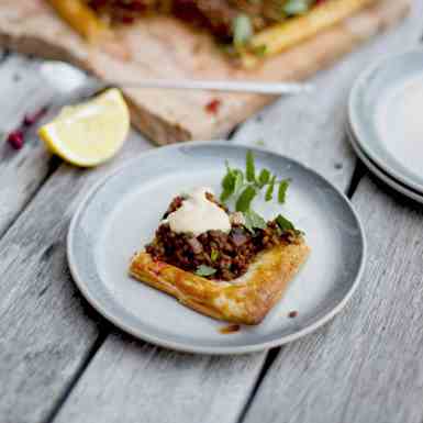 Spicy Lentil Pomegranate Mint Tart