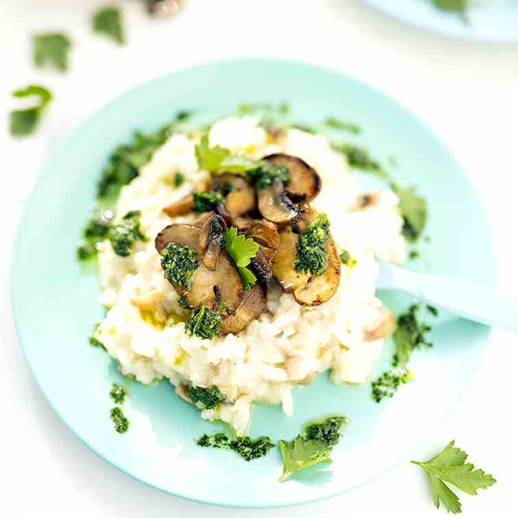 Mushroom Risotto with Thyme Oil