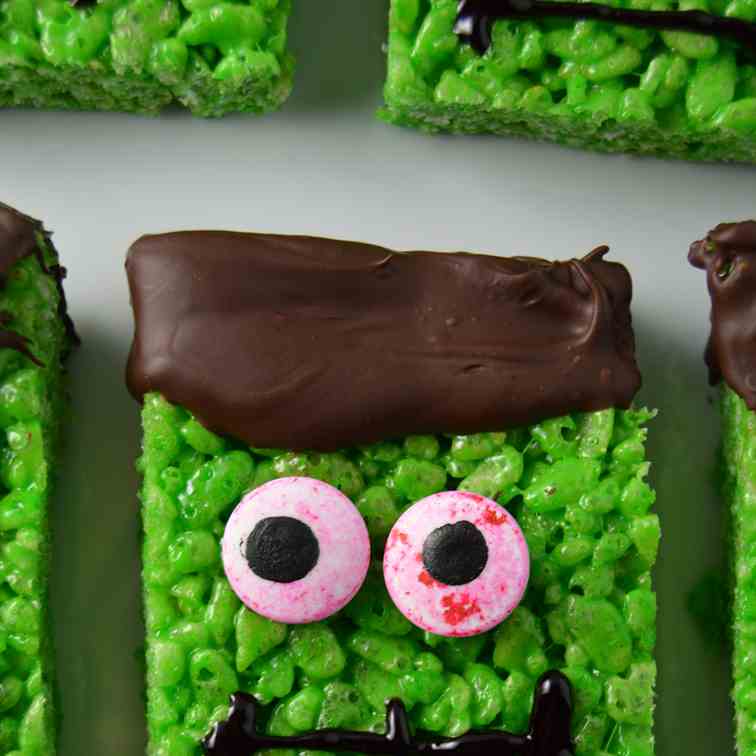 Frankenstein Rice Krispies Squares