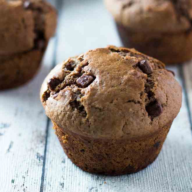 Nutella Stuffed Double Chocolate Muffins