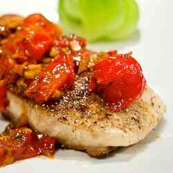 Pan Fried Halibut w/ Spicy Tomato Salsa