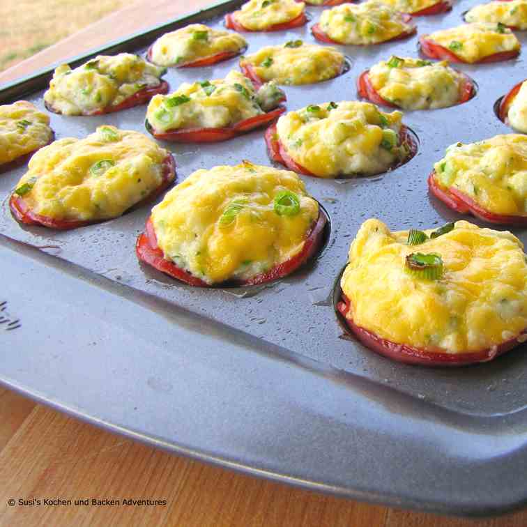 Canadian Bacon Cauliflower Cheddar Cups 