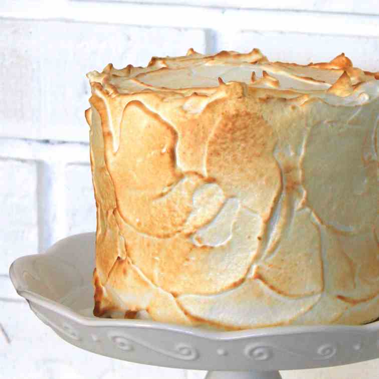 Lemon cake with meringue frosting