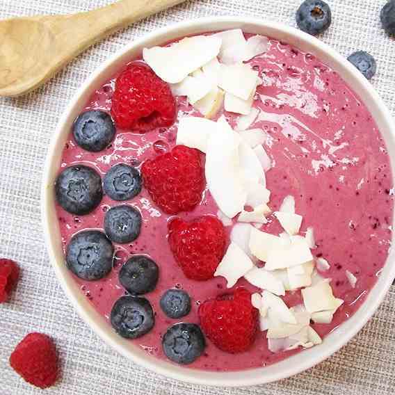 Vegan Blueberry - Raspberry Smoothie Bowl