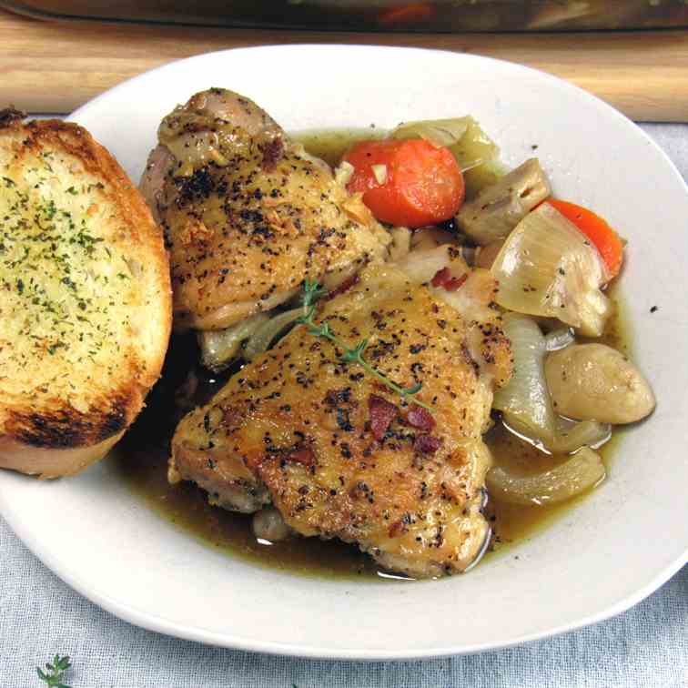 White Wine Coq Au Vin Chicken Thighs