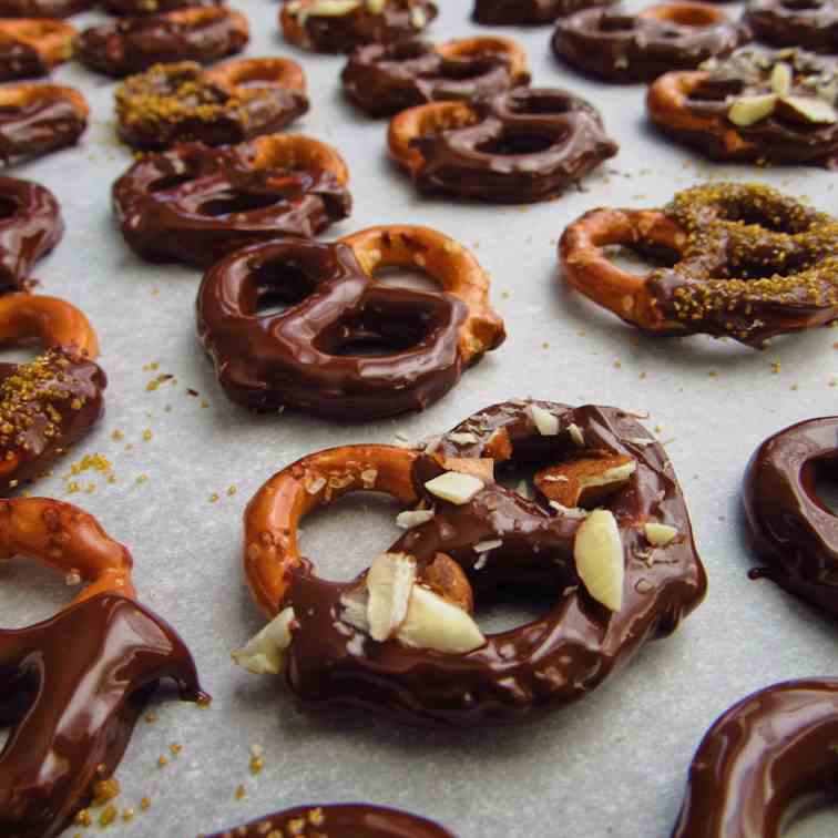 Dark Chocolate Dipped Pretzels