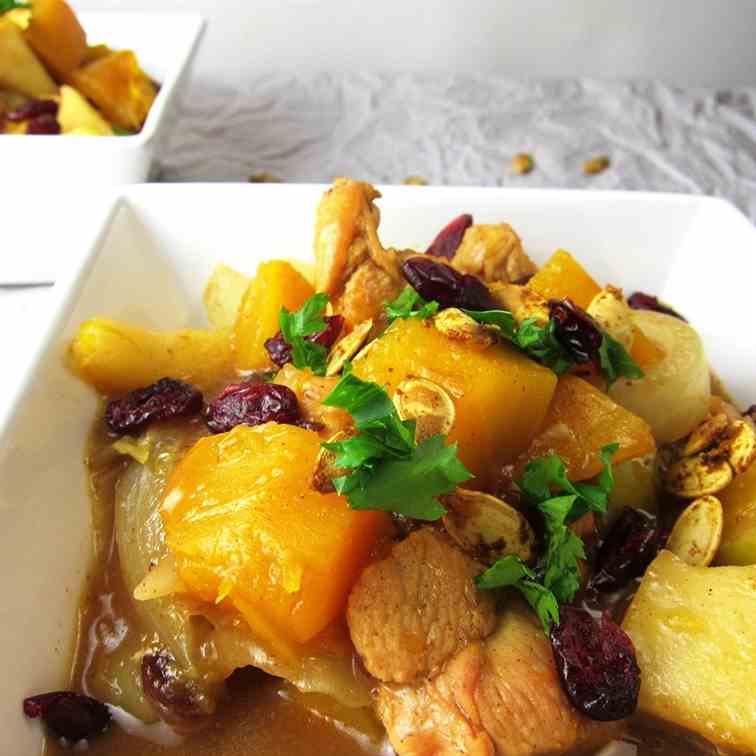 Savory Pumpkin and Chicken Moroccan Stew