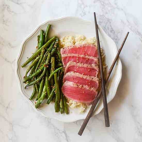 Ginger Garlic Roasted Green Beans