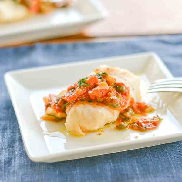 Cod w/ Tomato and Capers