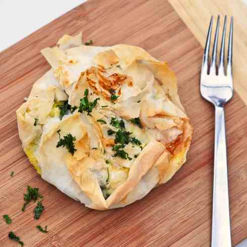 Spinach and feta filo pies