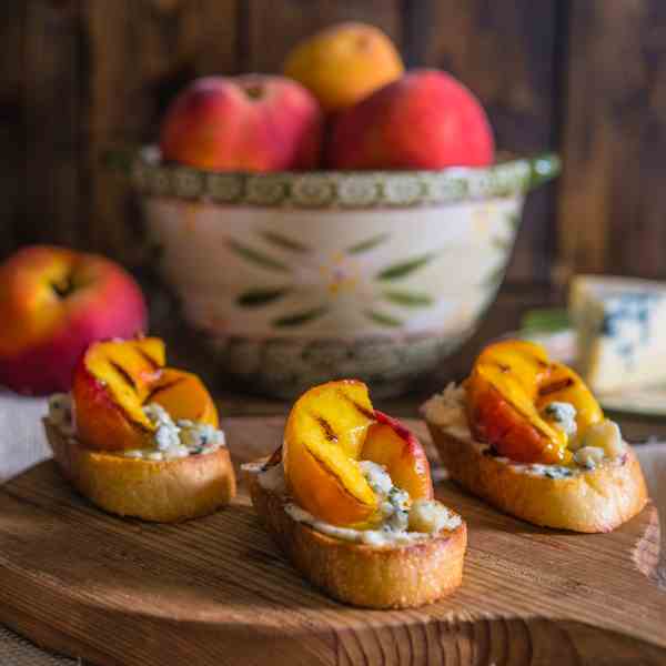 Peach and Gorgonzola Crostini
