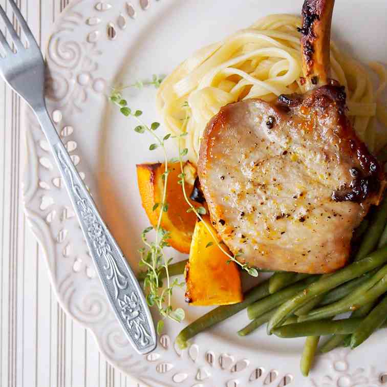 Pork chops with orange and honey