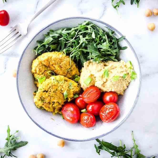 Simple Chickpea Fritter Bowl (vegan - gf)