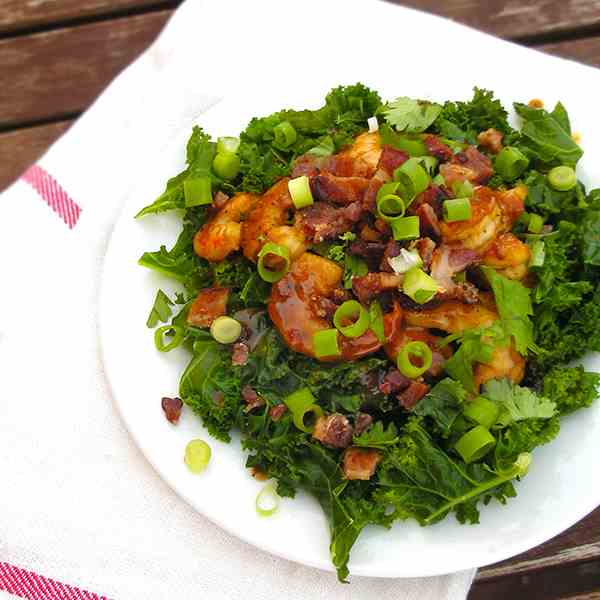 BBQ Bacon Shrimp with Kale