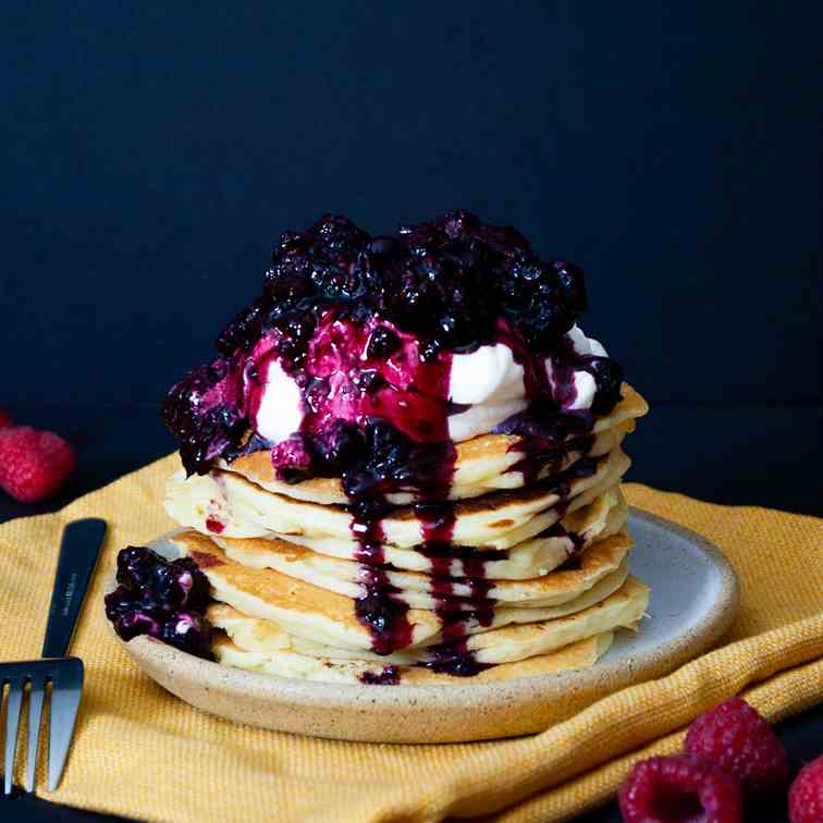 Mixed Berry - Chamomile Mochi Pancakes