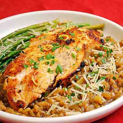 Lemon Pepper Chicken w/Leek Risotto