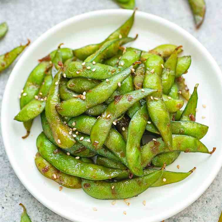 Ginger soy glazed edamame