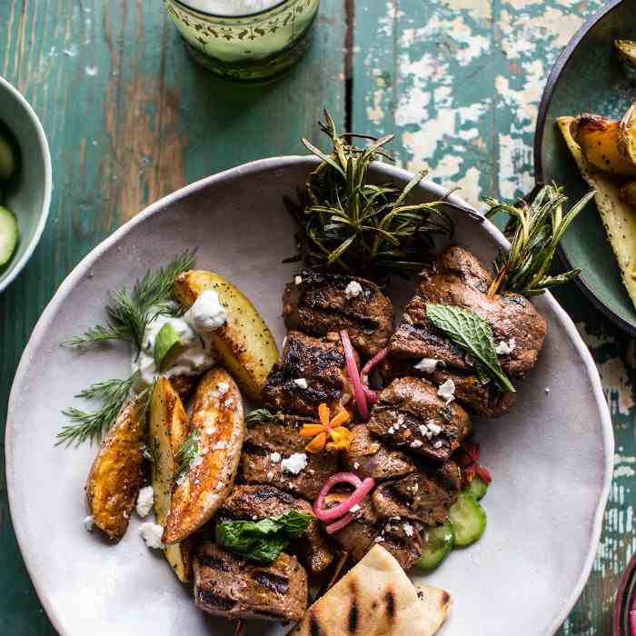 Greek Lamb Souvlaki With Avocado Tzatziki