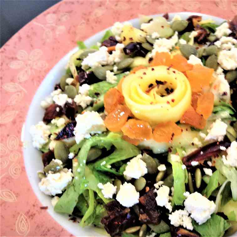 Green mango salad with apricots and feta 