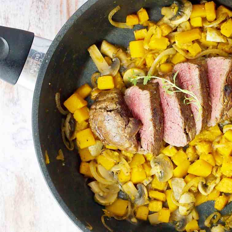 Beef steak with autumn vegetables