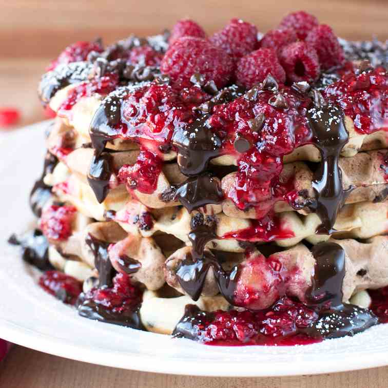 Double Chocolate Chip Raspberry Waffles