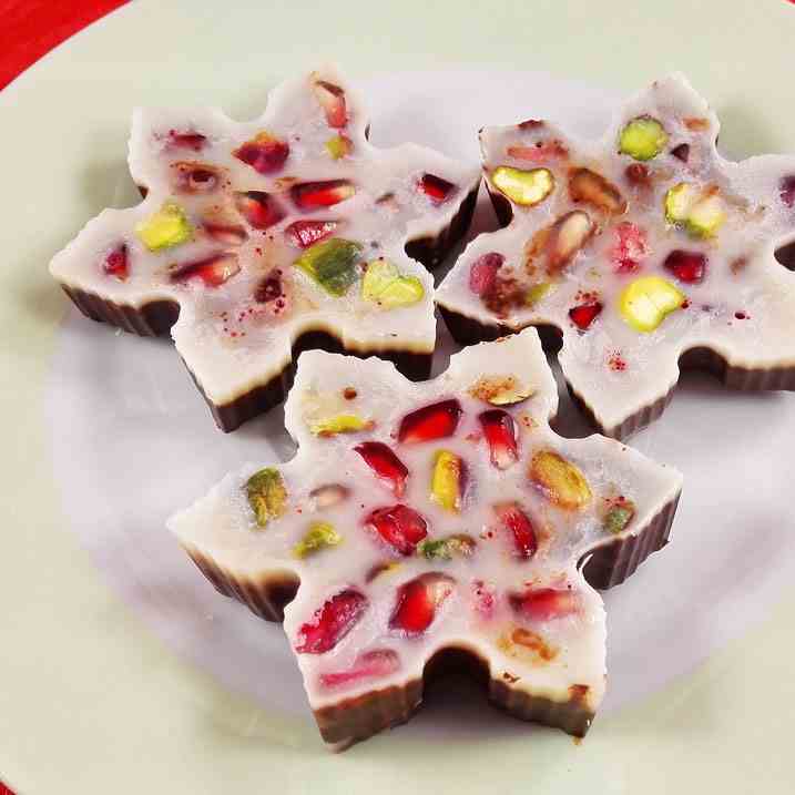 Pomegranate Chocolate Snowflakes