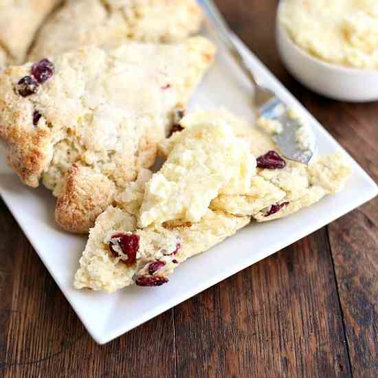 Cranberry Scones with Orange Mascarpone