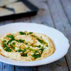 Hummus with Cilantro Oil & Pine Nuts