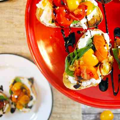 Cherry Tomato Crostini with Burrata Cheese