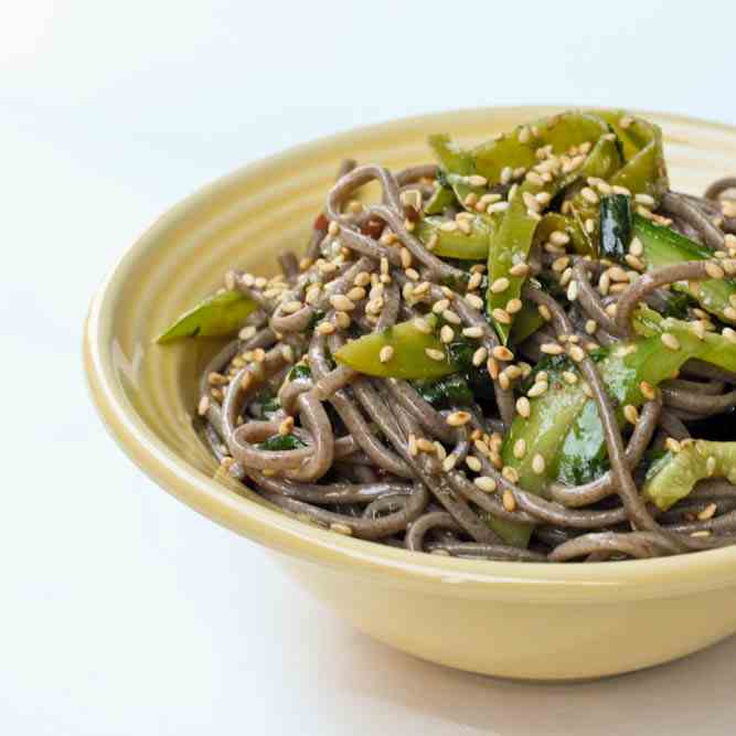 Soba Noodles with Cucumber and Sugar Snap