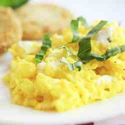 Creamy Eggs w/ Goat Cheese and Basil