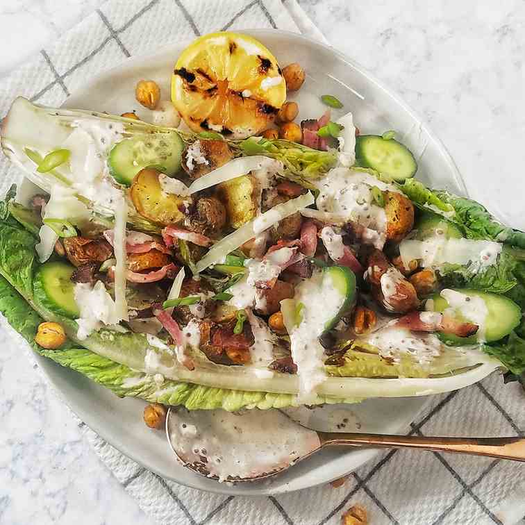 Grilled Romaine with Roasted Potatoes