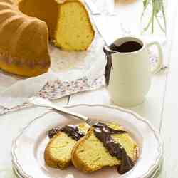 Oranges cake with chocolate glaze 