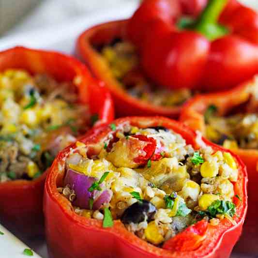 Cheesy Quinoa & Veggie Stuffed Bell Pepper