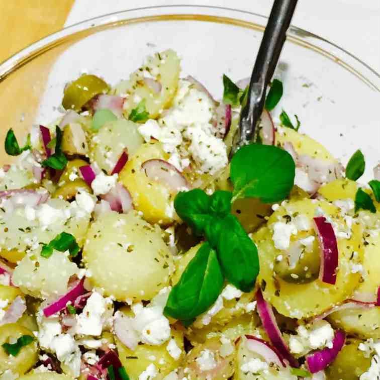Potato, olives and feta cheese salad