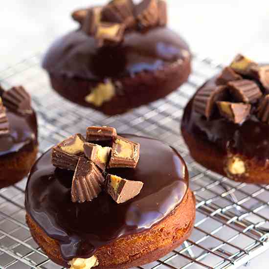 Chocolate Glazed Peanut Butter Donuts