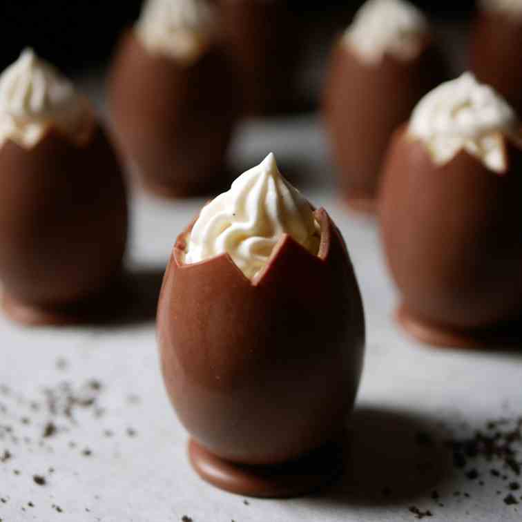 Chocolate Custard in Kinder Chocolate Eggs